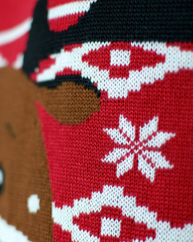 Red Boys and Girls Christmas Jumper with Rudolph the Happy Reindeer detail 2