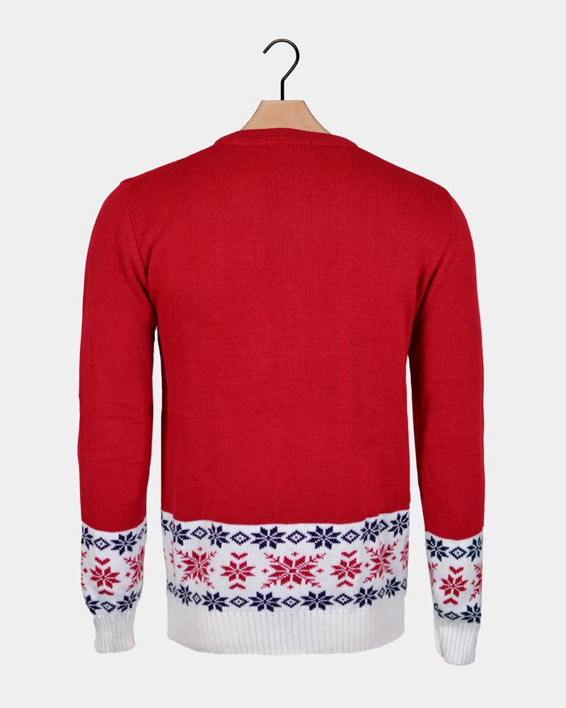 Reindeer and Snow Red Couple's Christmas Jumper