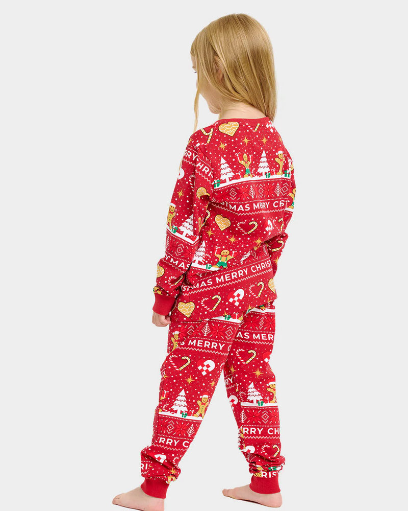 Red Christmas Pyjama for Children Gingercookies