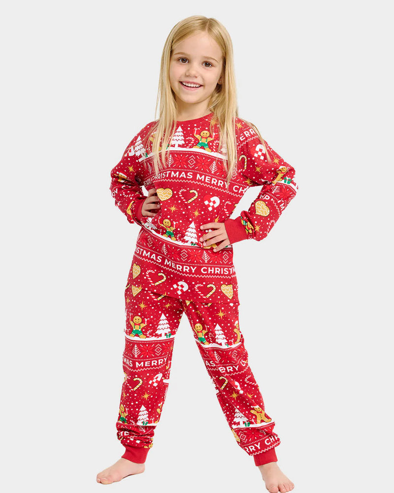 Red Christmas Pyjama for Family Gingercookies Children