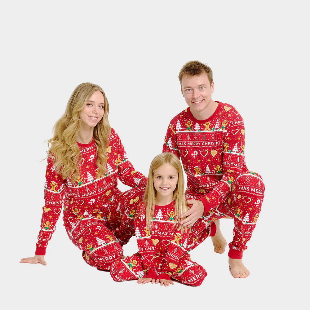 Red Christmas Pyjama for Family Gingercookies