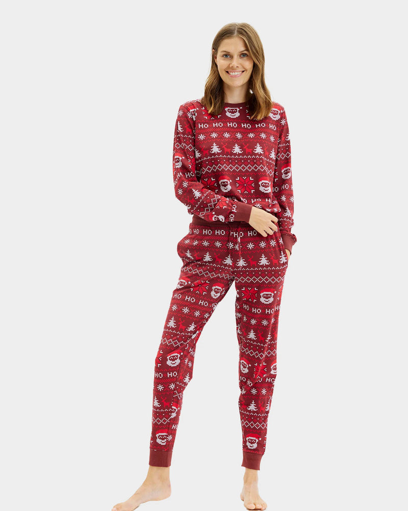 Red Christmas Pyjama for Women Ho Ho Ho Men