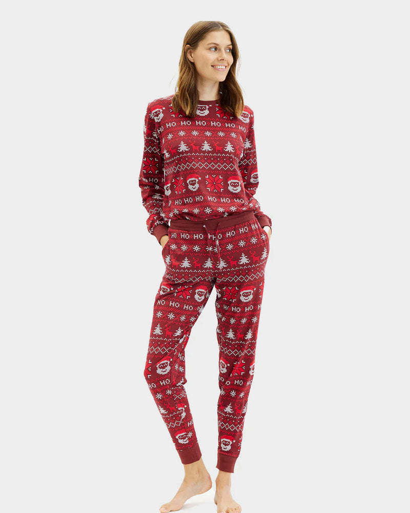 Red Christmas Pyjama for Women Ho Ho Ho