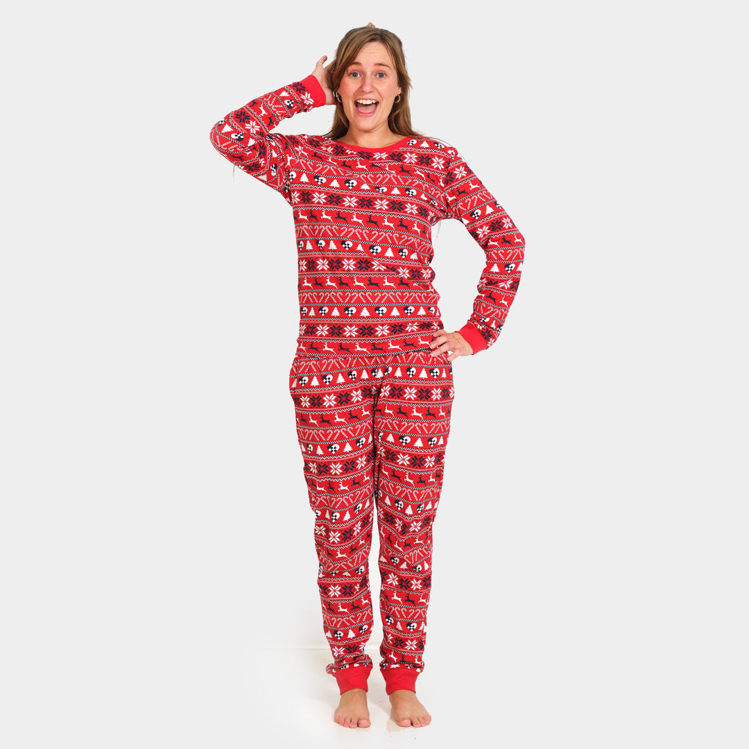 Red Christmas Pyjama for Women with Reindeer and Trees