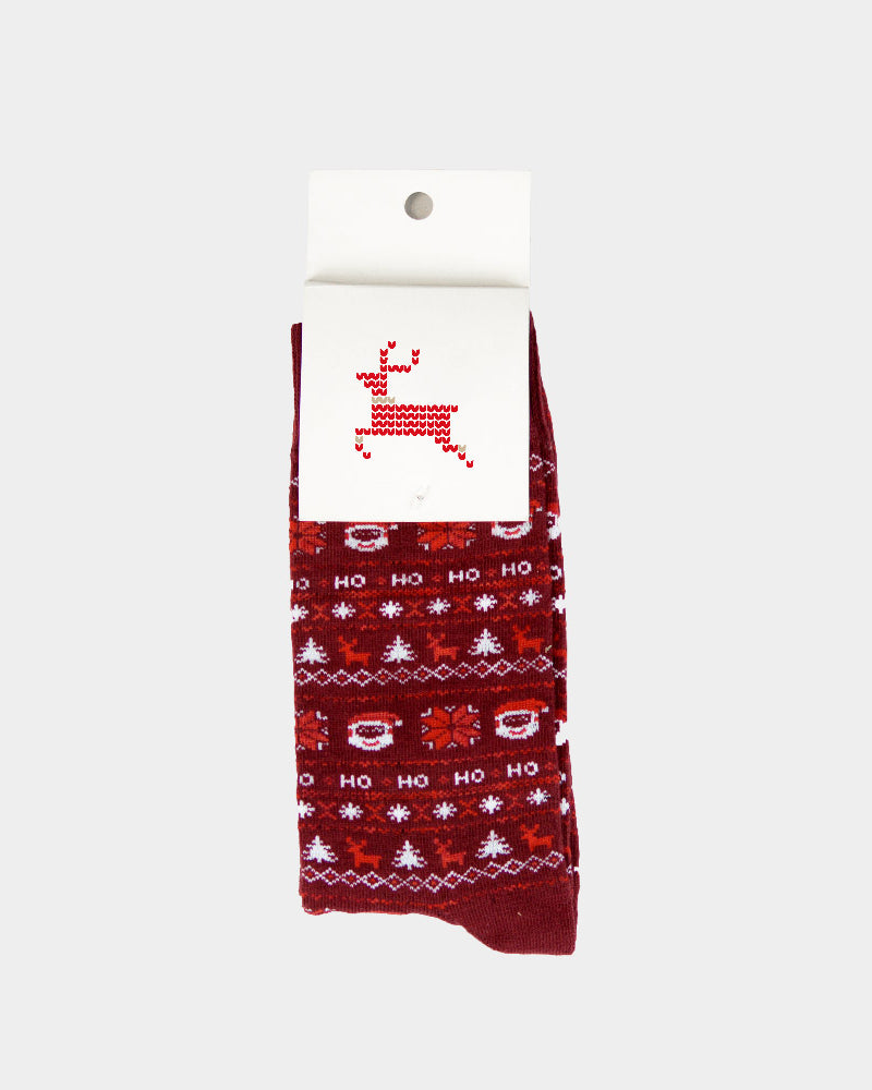 Red Christmas Socks with Santa and reindeers