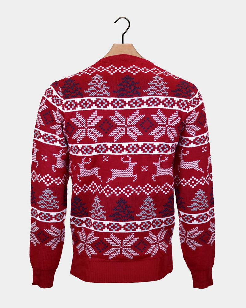 Classic Red Family Christmas Jumper with Polar Stars Back