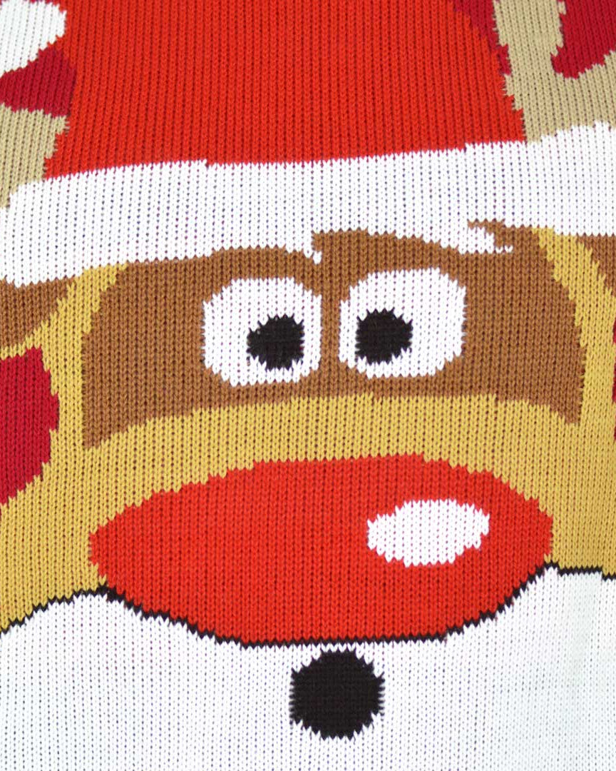 detail Red Couple's Christmas Jumper with Reindeer