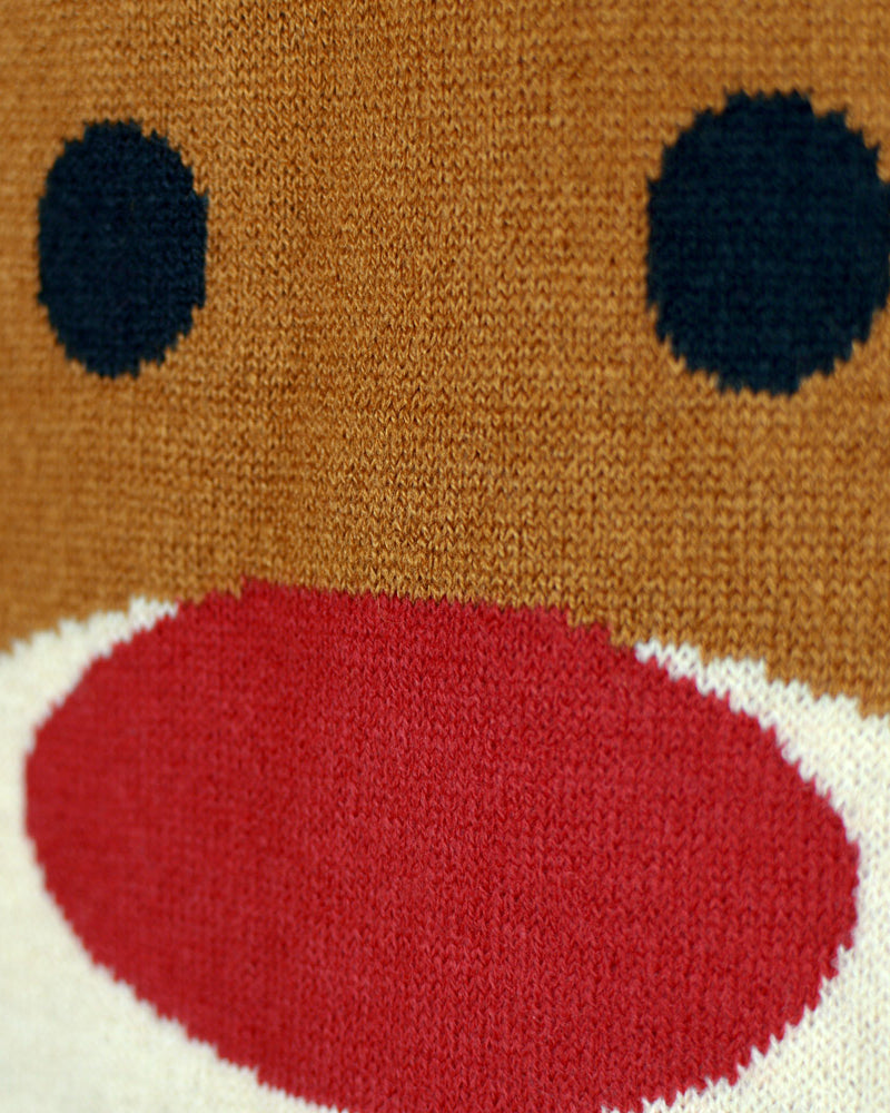 detail Red Couple's Christmas Jumper with Rudolph the Reindeer