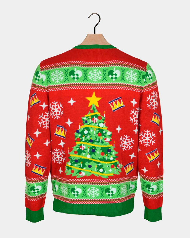 Christmas Tree Red LED light-up Men's Christmas Jumper
