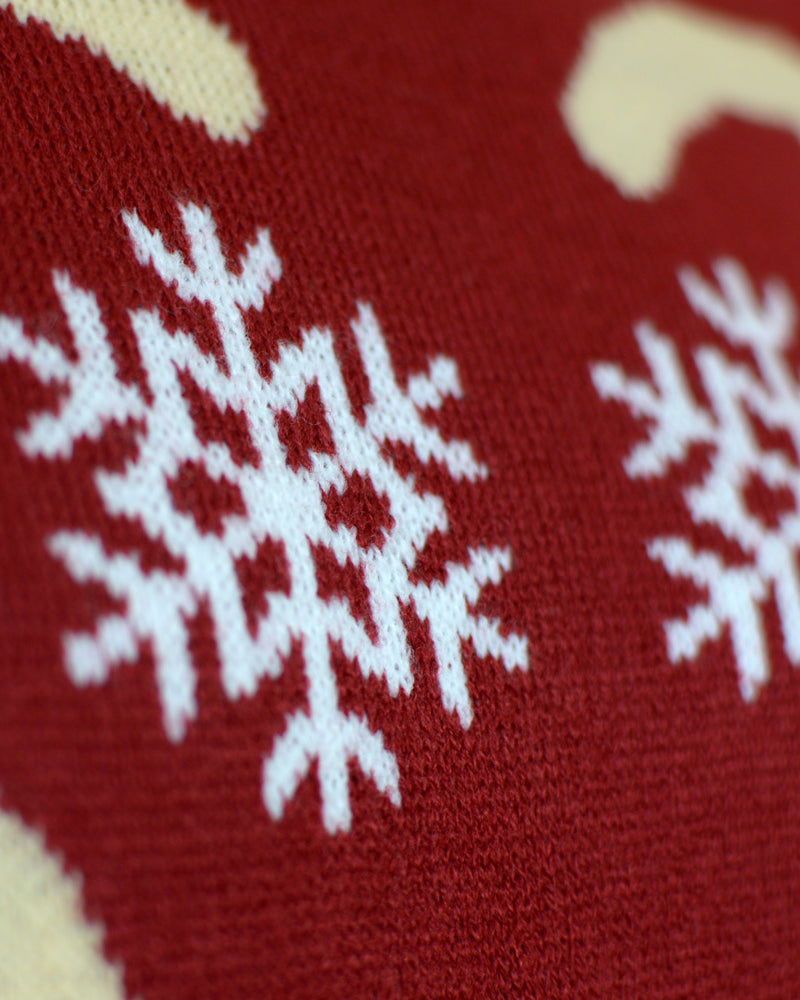 Red Men's Christmas Jumper with Rudolph the Reindeer detail