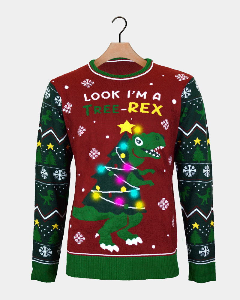 Tree-Rex LED light-up Christmas Jumper Family