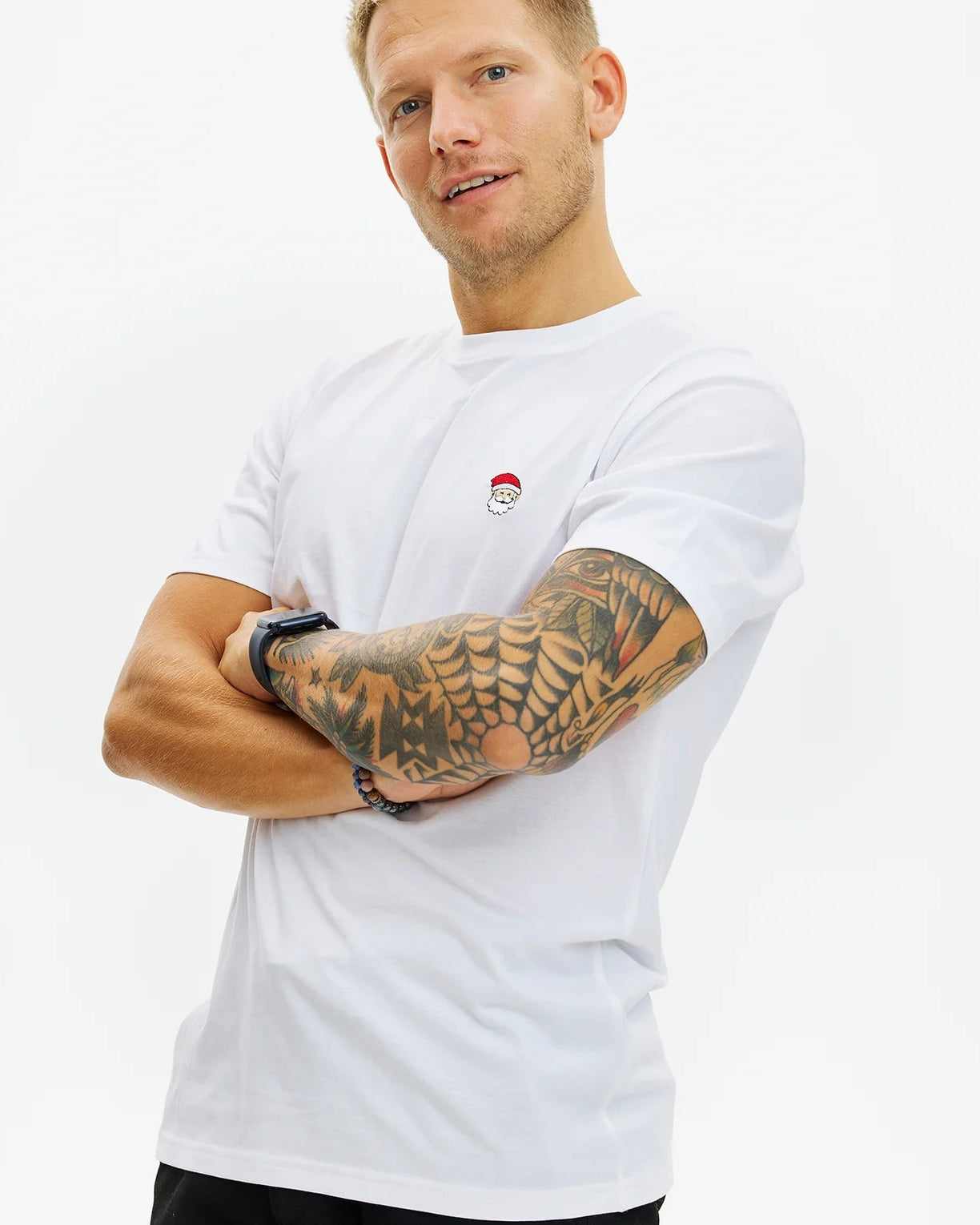 White Men's Christmas T-Shirt Santa