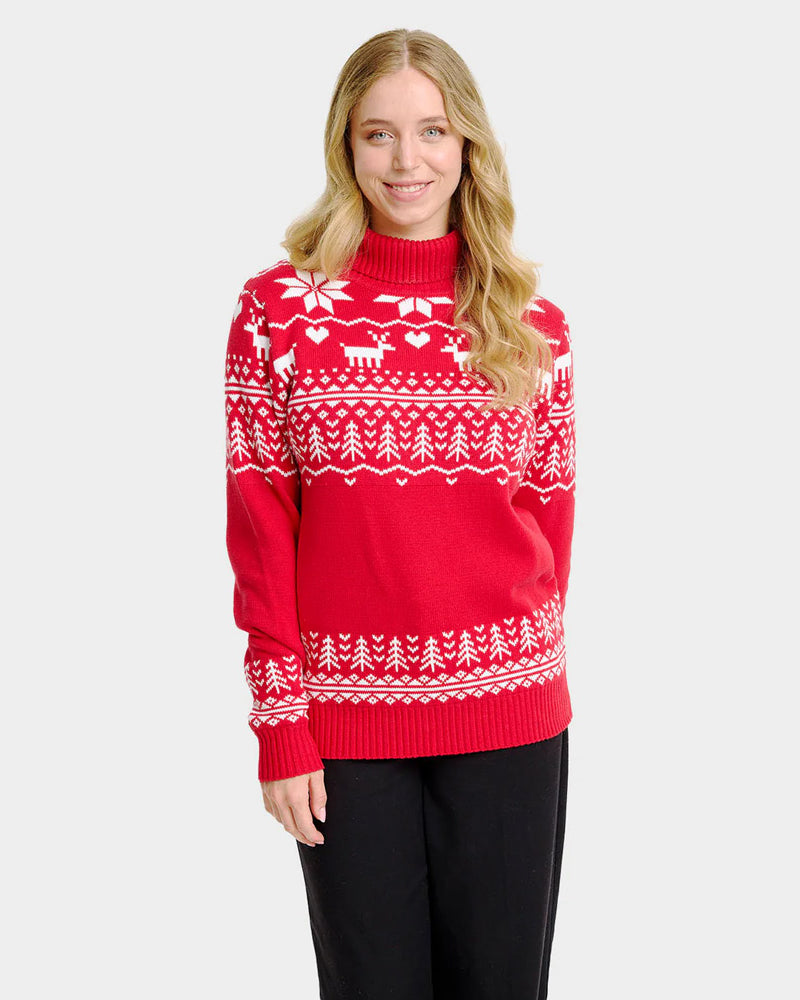 Classy Women Turtleneck Organic Cotton Couples Christmas Jumper Greenlandish