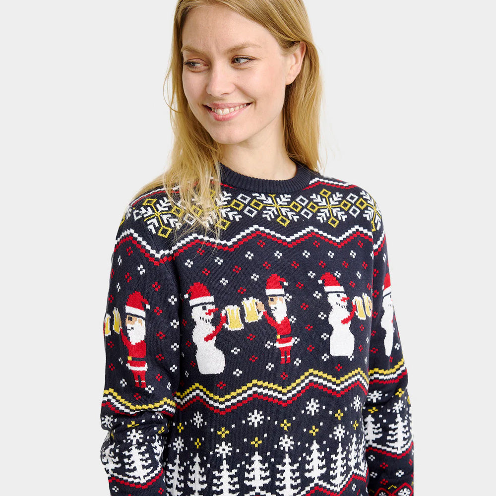 Women Couples Christmas Jumper Cheers Santa