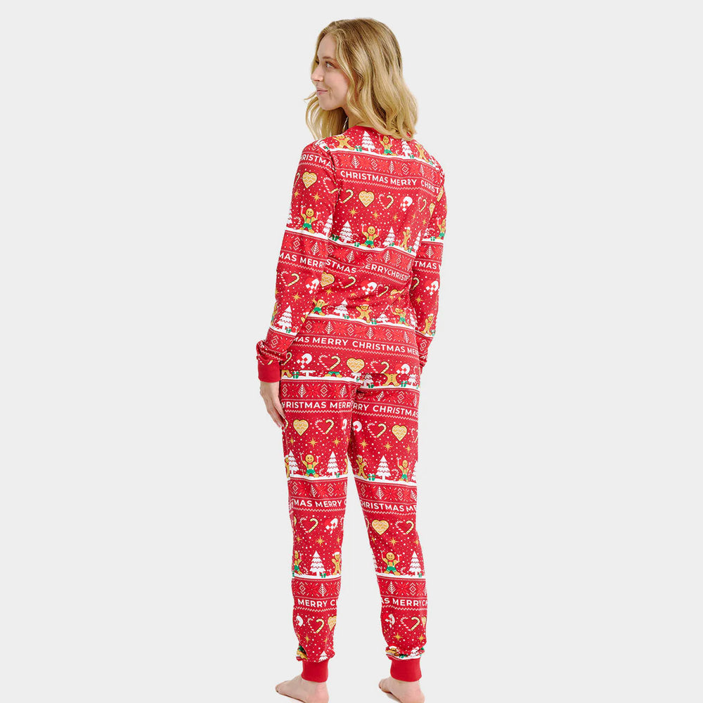 Women Red Christmas Pyjama for Family Gingercookies
