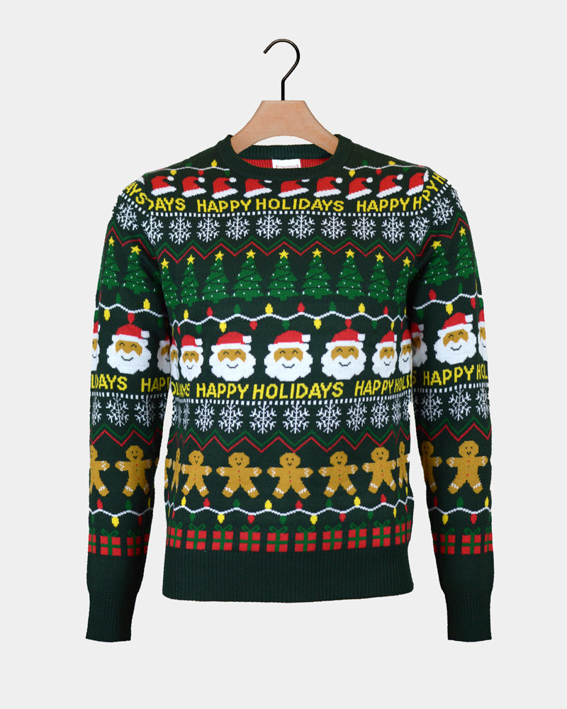 Happy Womens Green Christmas Jumper Holidays