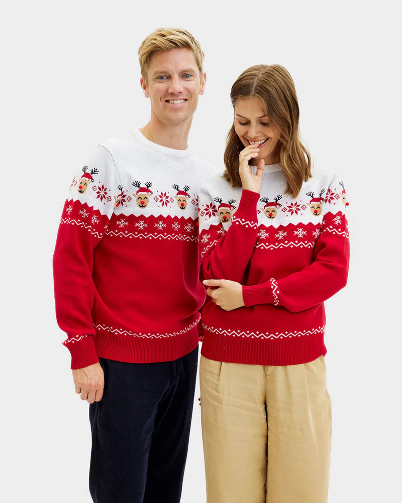 Womens Christmas Jumper Adorable Reindeer Couple