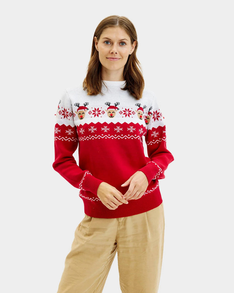 Womens Christmas Jumper Adorable Reindeer