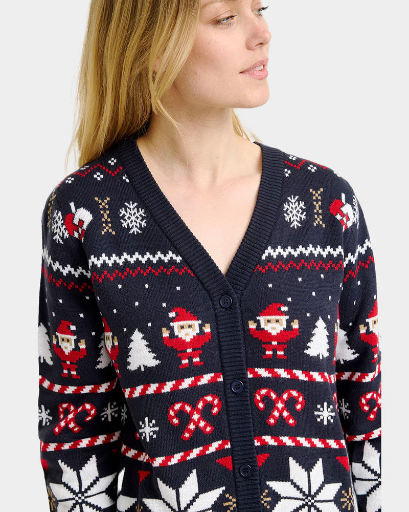 Blue Womens Cardigan Christmas Jumper Polar Stars