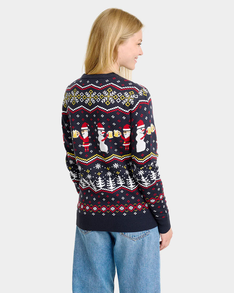Womens Christmas Jumper Cheers Santa Back