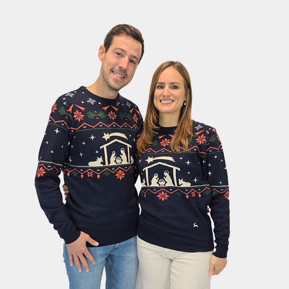 Womens Christmas Jumper Nativity Couple