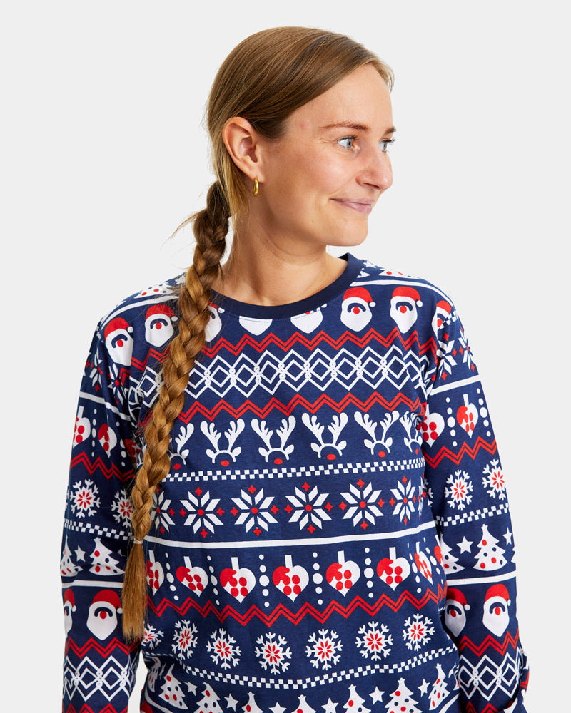 Christmas Pyjama for Family Santa, Reindeers and Hearts Womens