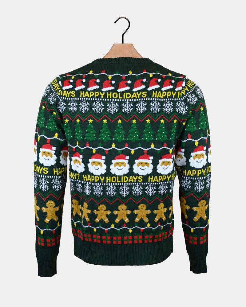 Womens Christmas Jumper Happy Holidays Green