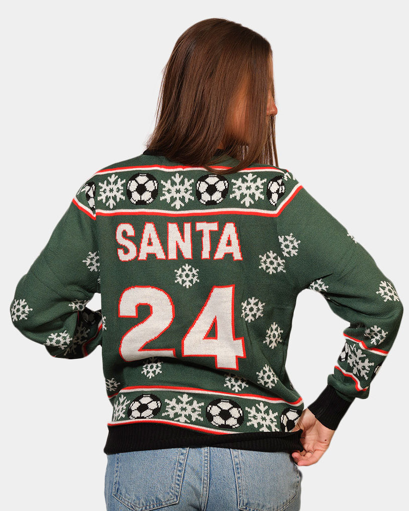Green Couple's Christmas Jumper Santa playing Football