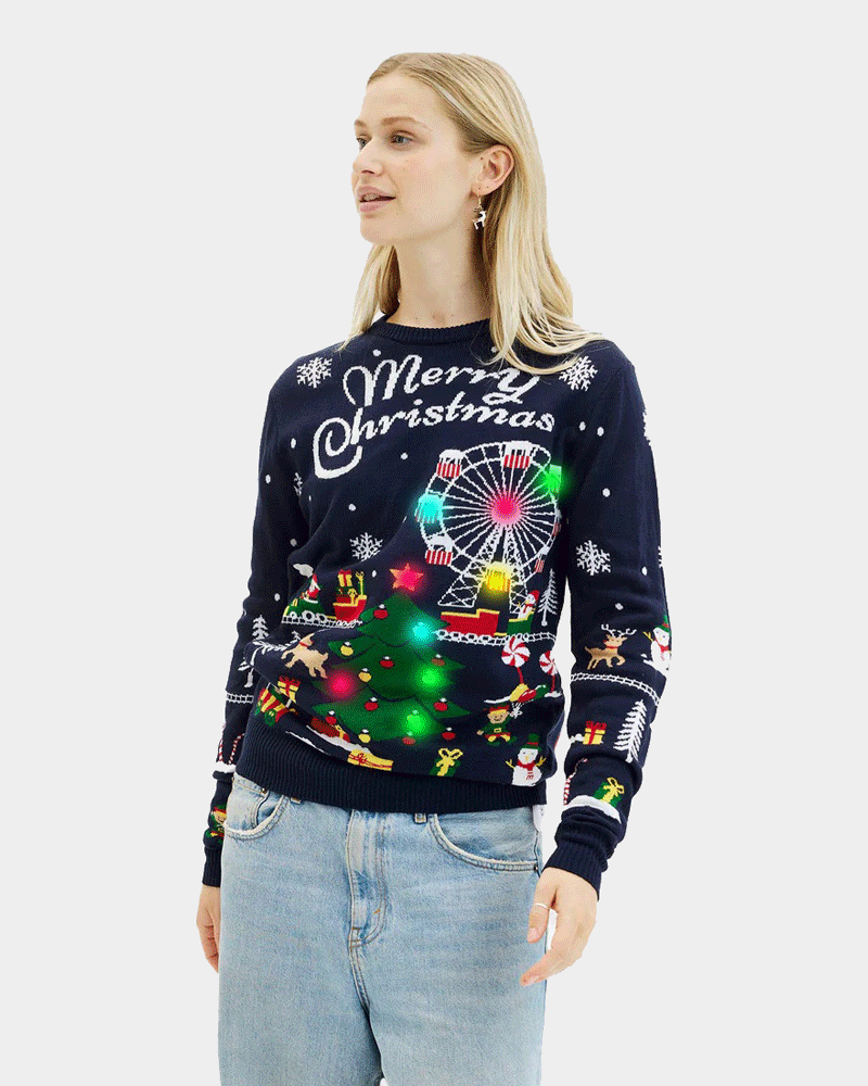 LED light-up Christmas Jumper Winter Wonderland Women's