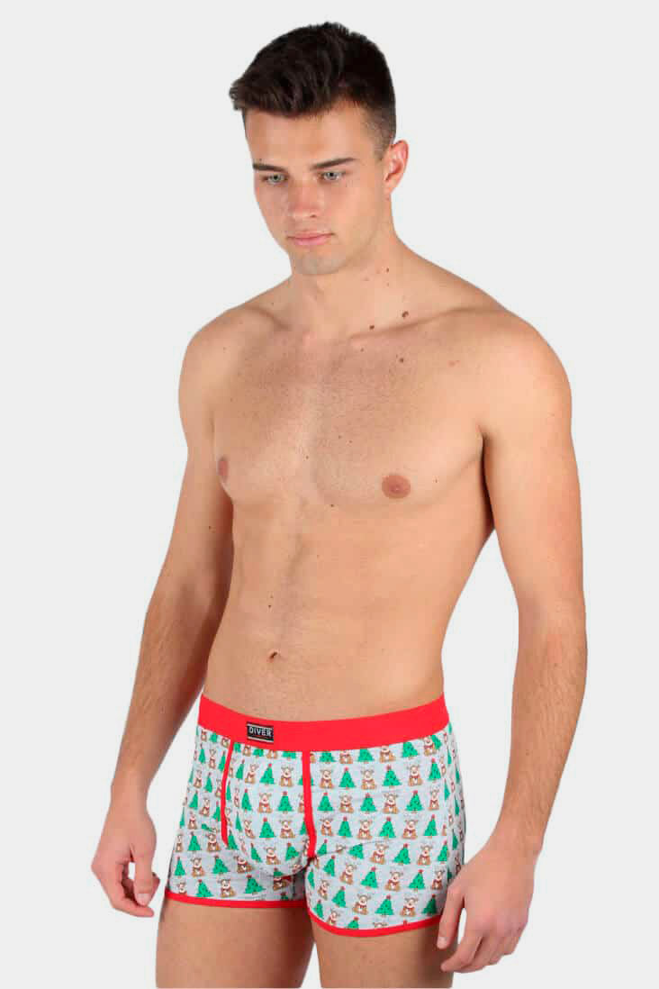 Christmas Boxer with Reindeers and Christmas Trees Mens