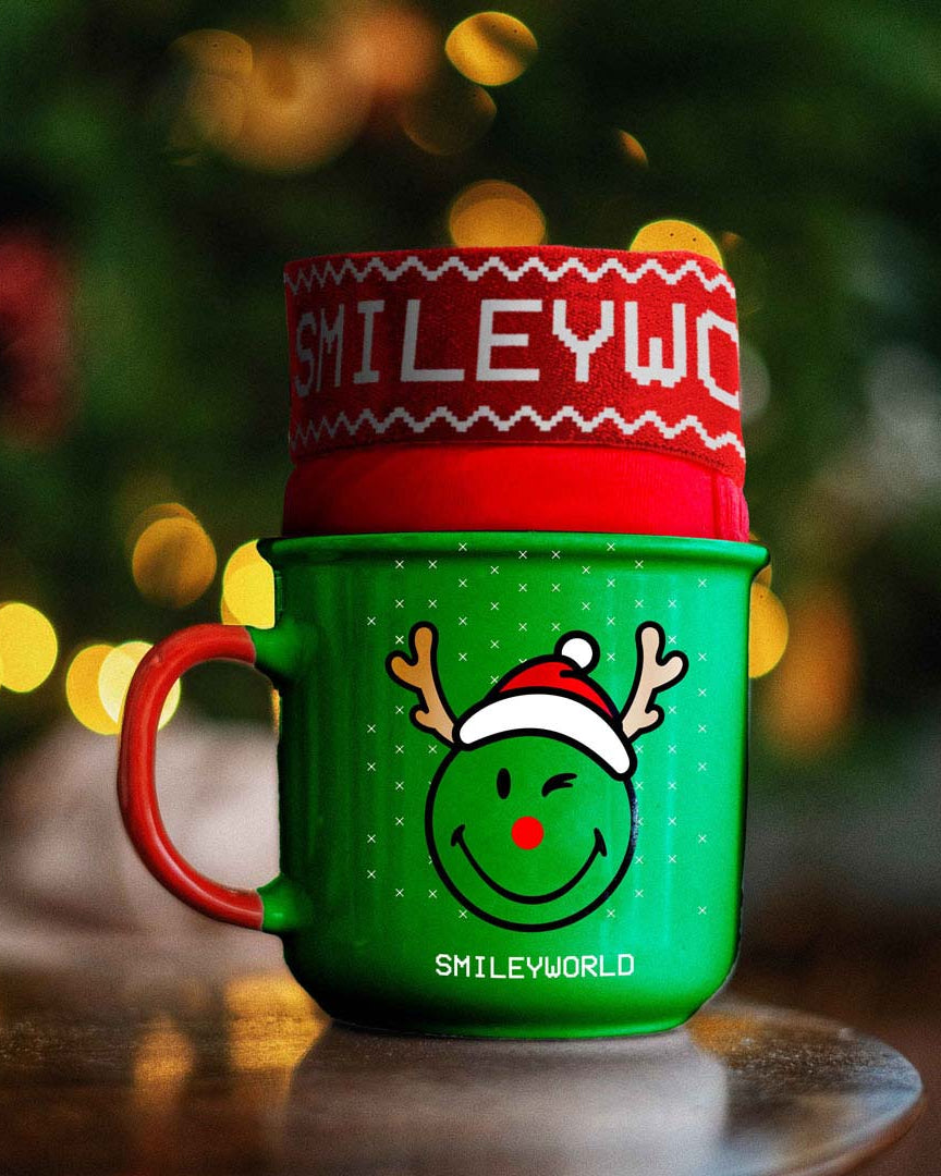 Mens Christmas Boxer Smile with Christmas Cup Gift
