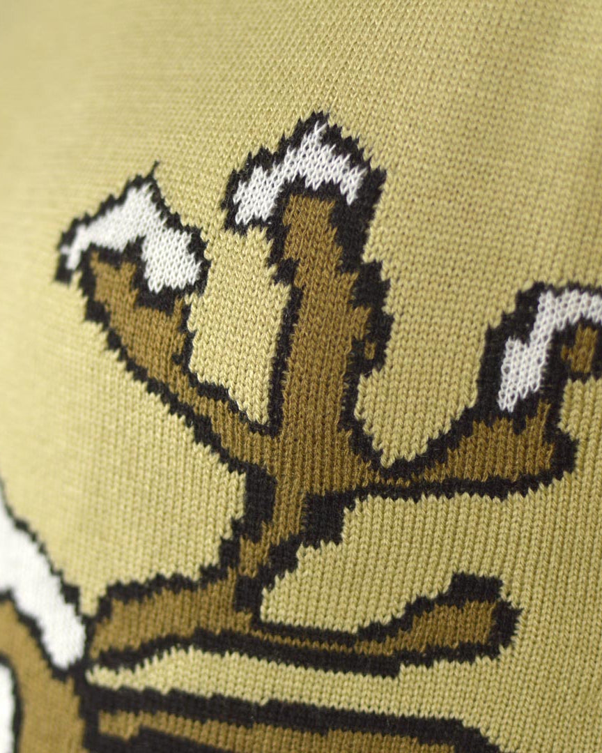 Beige Family Christmas Jumper with Smiling Reindeer Detail Snow