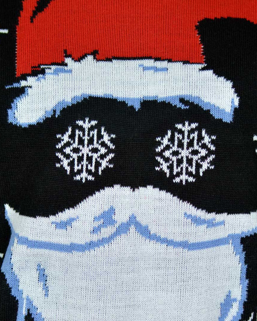 Black Santa Family Christmas Jumper Detail