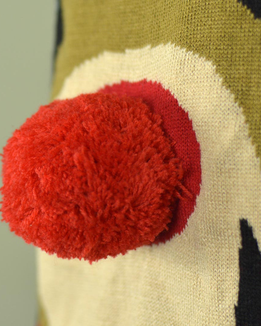 Blue 3D Christmas Jumper Reindeer with Red Nosed Detail