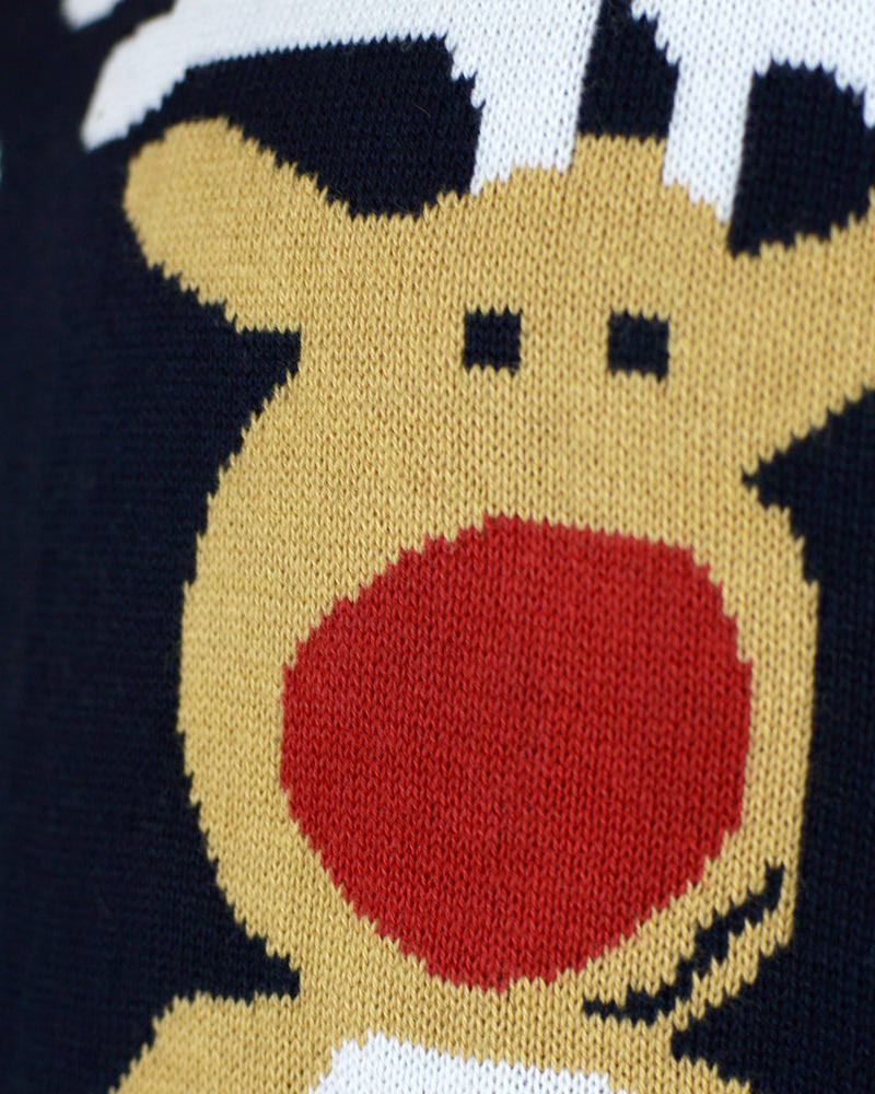 Blue Boys and Girls Christmas Jumper with Santa and Rudolph Detail