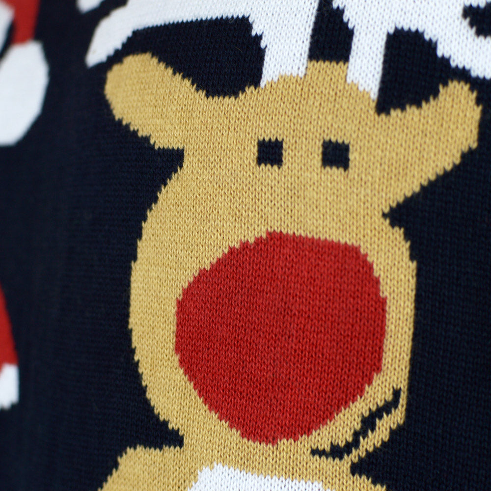 Blue Christmas Jumper with Santa and Rudolph Detail