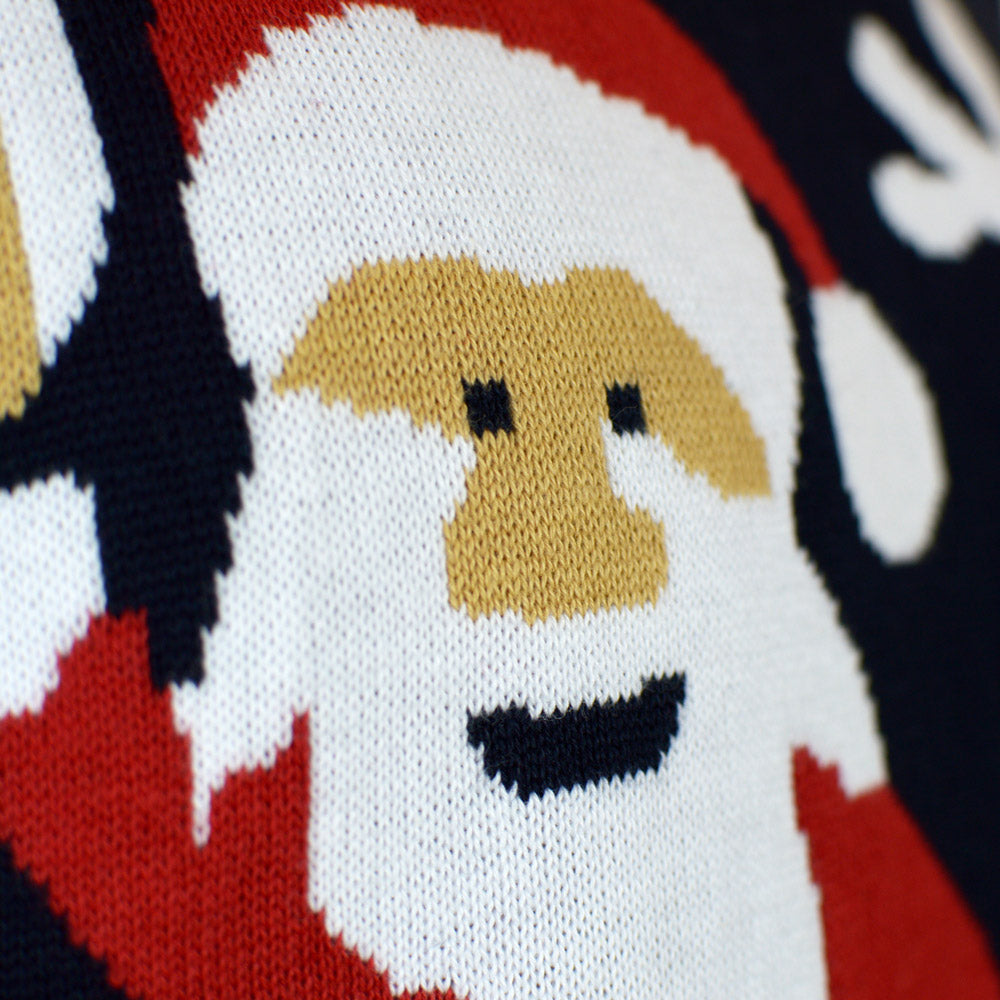 Blue Organic Cotton Christmas Jumper with Santa and Rudolph Detail