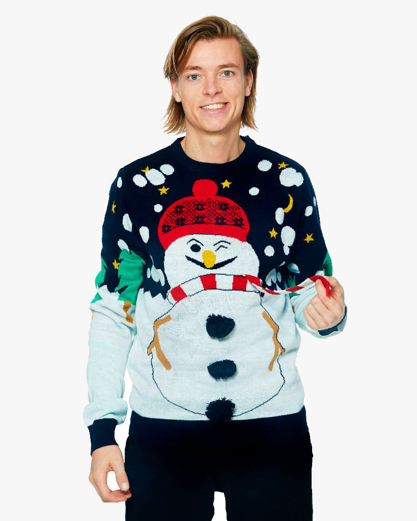 Christmas Jumper with 3D Snowman Mens