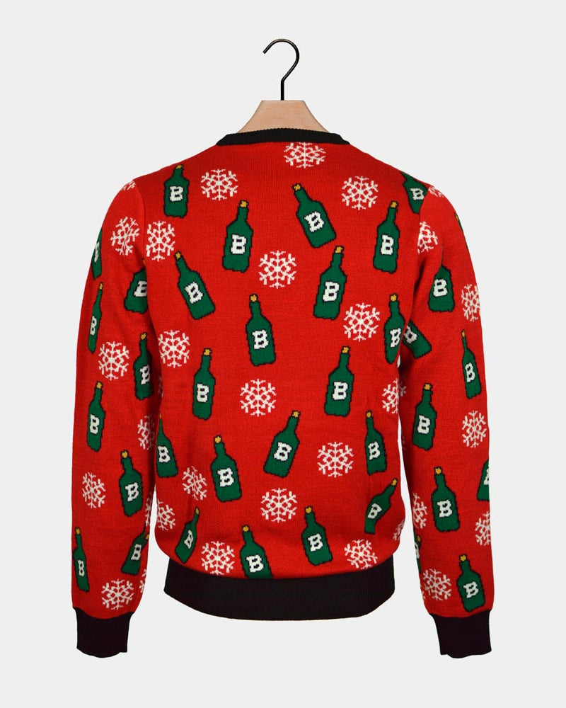 Christmas Jumper with Reindeer + Beer Opener Back