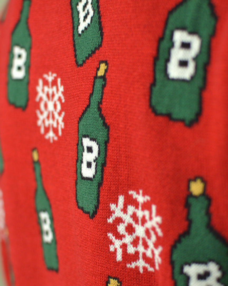 Christmas Jumper with Reindeer + Beer Opener Detail Snow