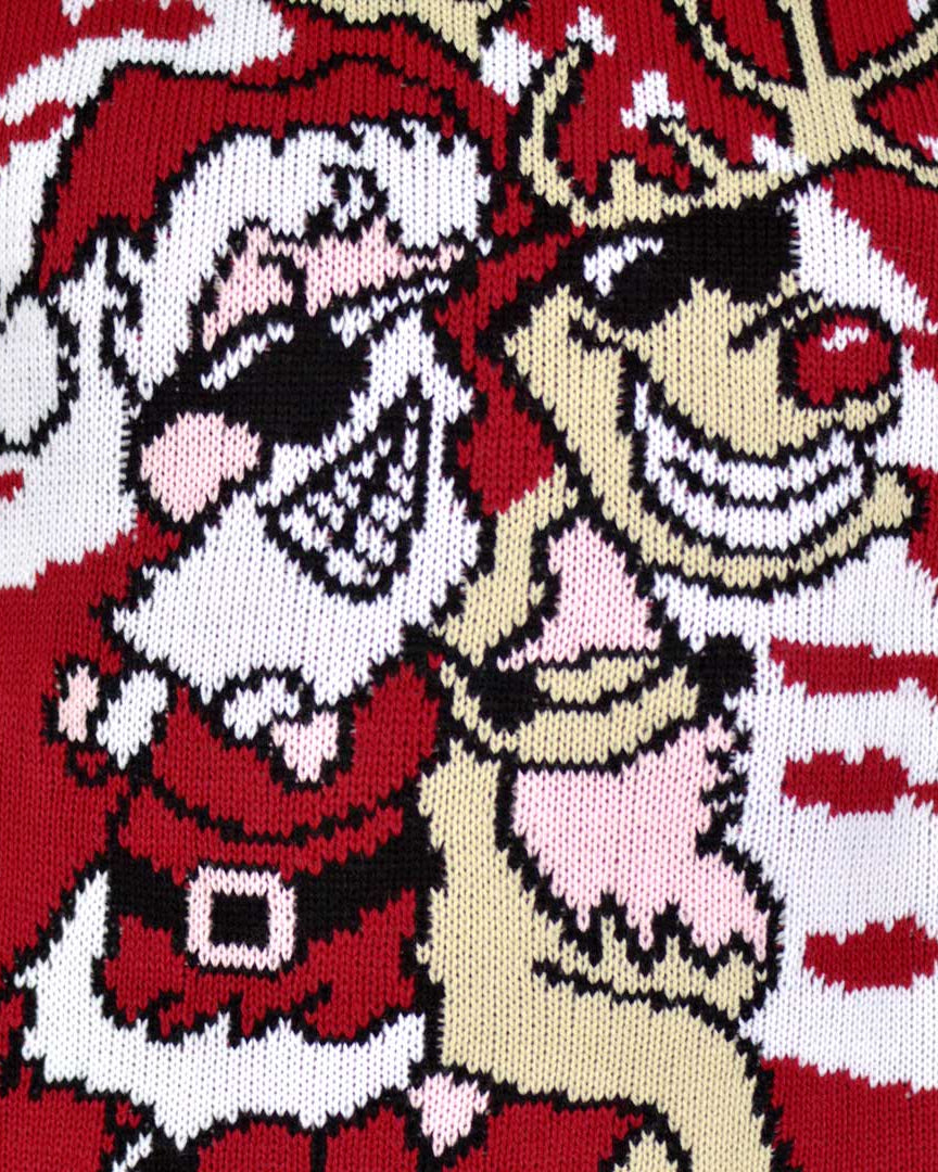 Christmas Jumper Santa and Reindeer with Sunglasses Detail