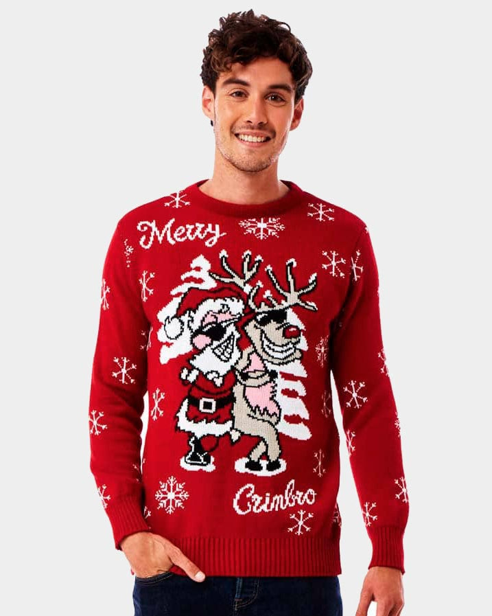 Christmas Jumper Santa and Reindeer with Sunglasses Mens
