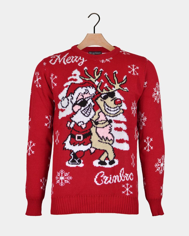 Christmas Jumper Santa and Reindeer with Sunglasses