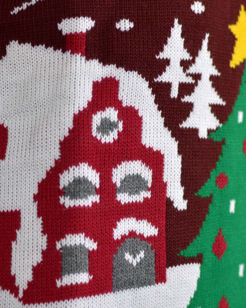Christmas Jumper Santa on Sleigh and Christmas Tree Detail