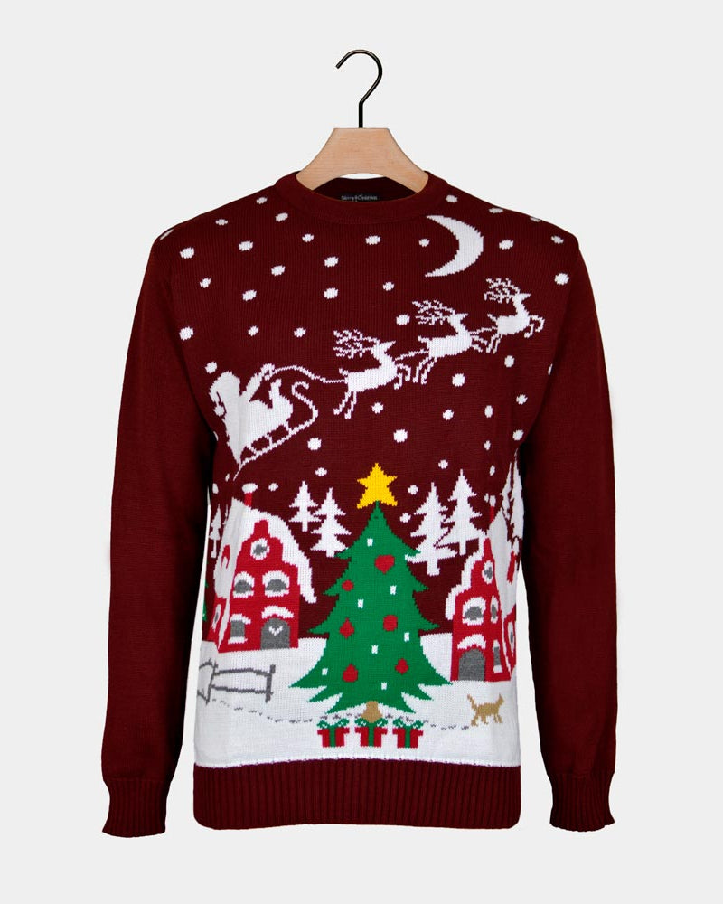 Christmas Jumper Santa on Sleigh and Christmas Tree