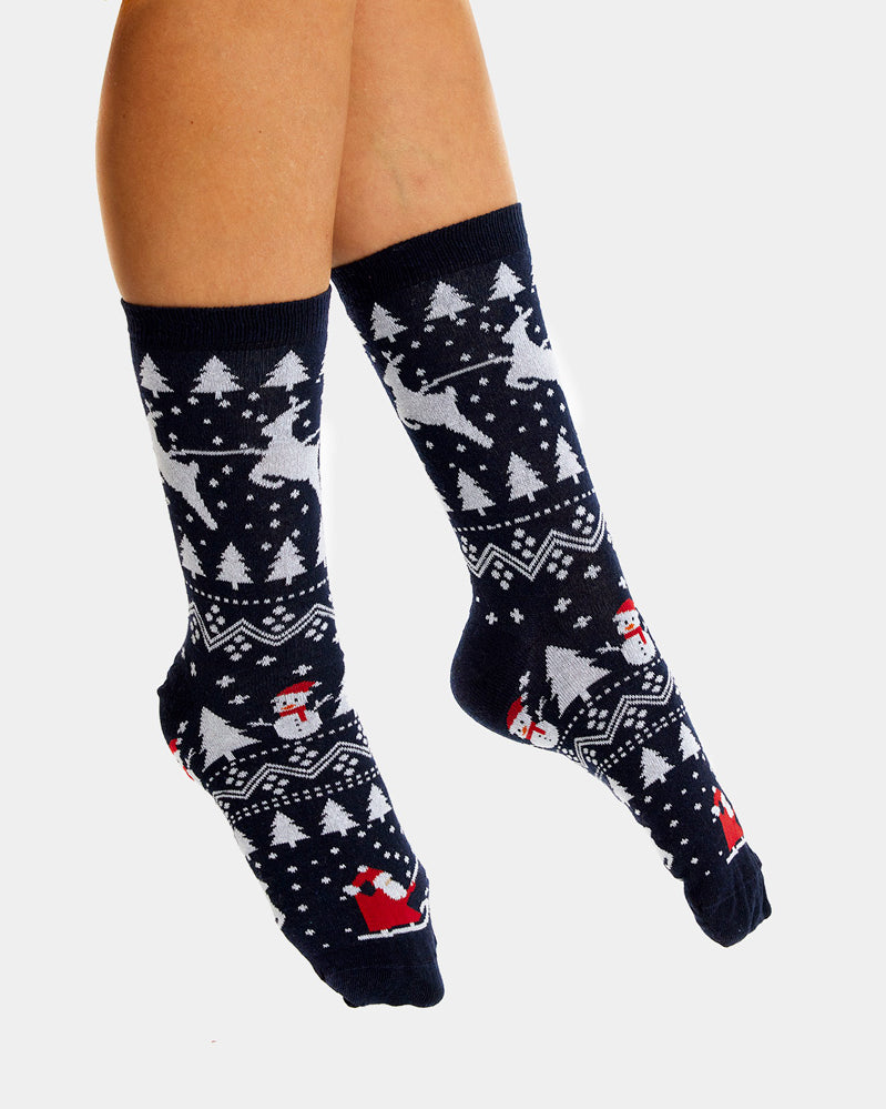 Christmas Socks Unisex with Trees, Snowmens and Santa Womens and Mens