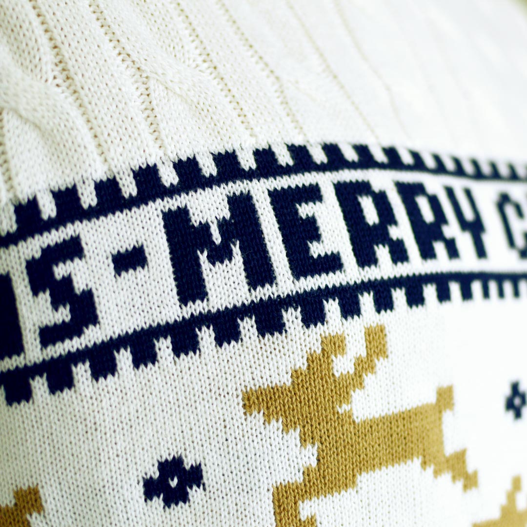 White Classy Christmas Jumper with Reindeers Detail
