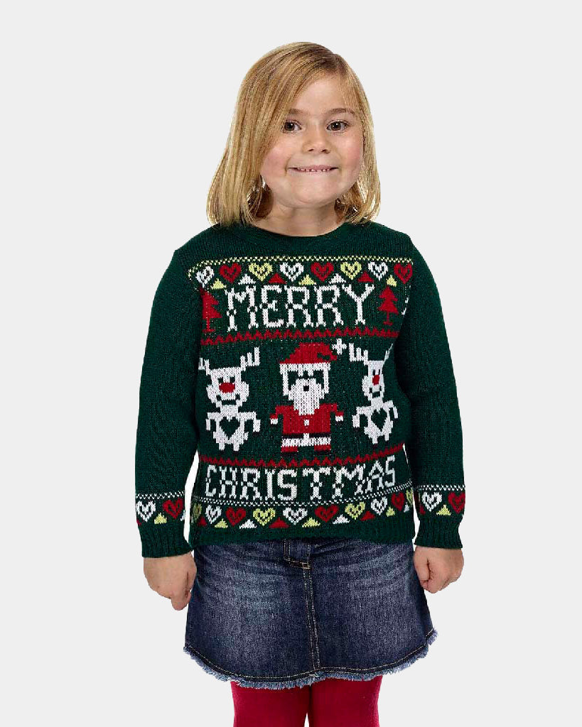 Girls Family Merry Christmas Jumper