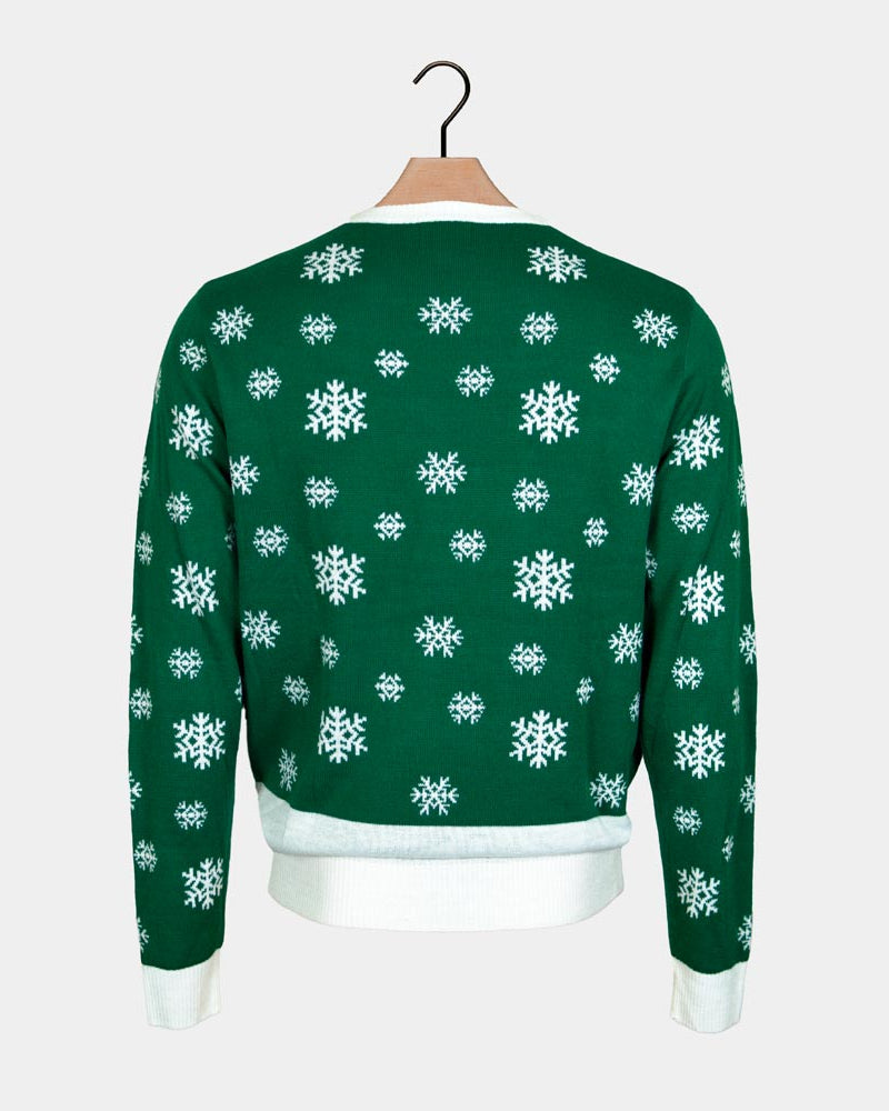 Green Family Christmas Jumper Holly Jolly with Sequins Back
