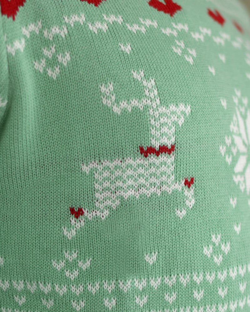 Green Sweet Family Christmas Jumper Detail Reindeer